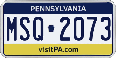 PA license plate MSQ2073