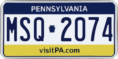 PA license plate MSQ2074