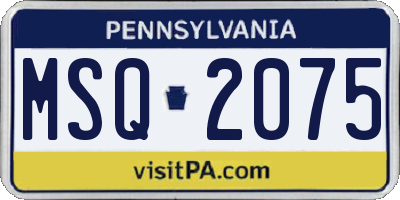 PA license plate MSQ2075