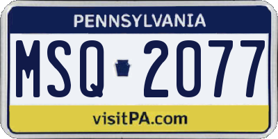 PA license plate MSQ2077