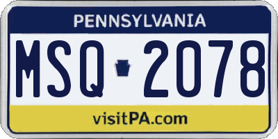 PA license plate MSQ2078