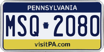 PA license plate MSQ2080