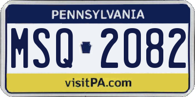 PA license plate MSQ2082