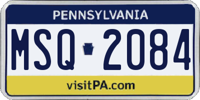 PA license plate MSQ2084