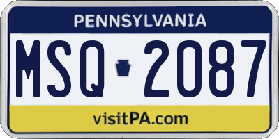 PA license plate MSQ2087