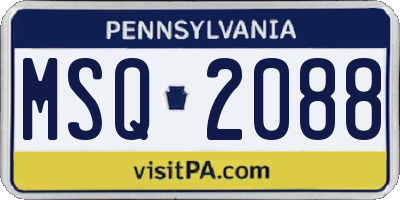 PA license plate MSQ2088