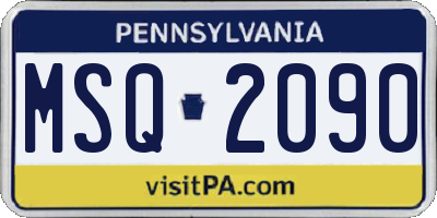PA license plate MSQ2090