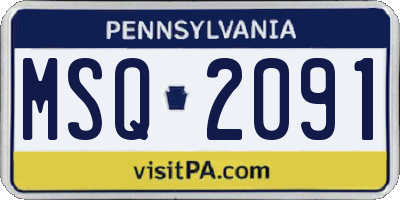 PA license plate MSQ2091