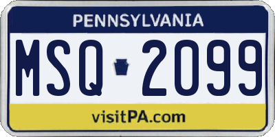 PA license plate MSQ2099