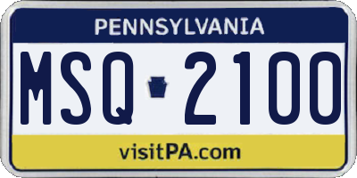 PA license plate MSQ2100