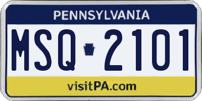 PA license plate MSQ2101