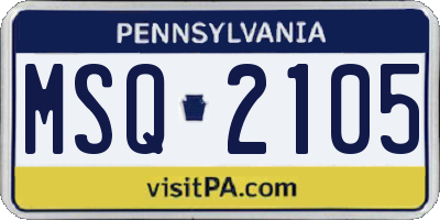 PA license plate MSQ2105