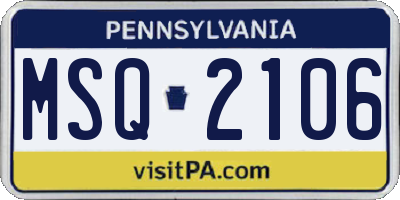 PA license plate MSQ2106