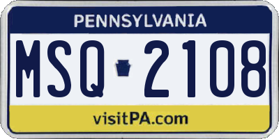 PA license plate MSQ2108