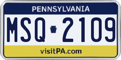PA license plate MSQ2109