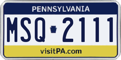 PA license plate MSQ2111