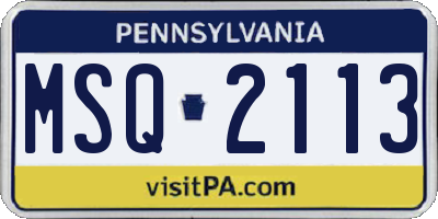 PA license plate MSQ2113