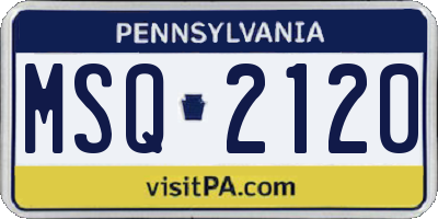 PA license plate MSQ2120
