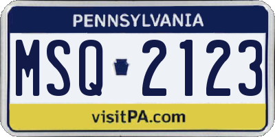 PA license plate MSQ2123