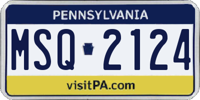 PA license plate MSQ2124