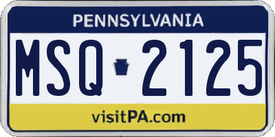 PA license plate MSQ2125