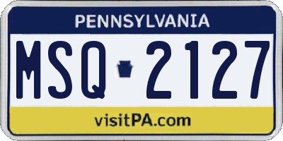 PA license plate MSQ2127