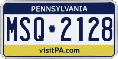 PA license plate MSQ2128