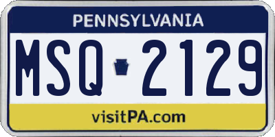 PA license plate MSQ2129