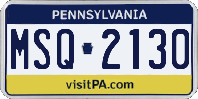 PA license plate MSQ2130