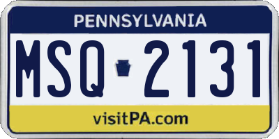 PA license plate MSQ2131