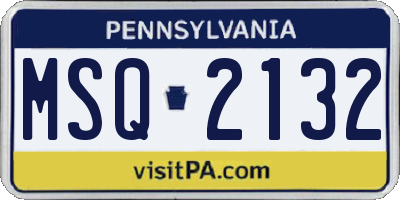 PA license plate MSQ2132