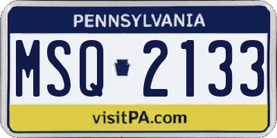 PA license plate MSQ2133