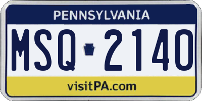 PA license plate MSQ2140