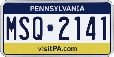 PA license plate MSQ2141