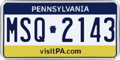 PA license plate MSQ2143