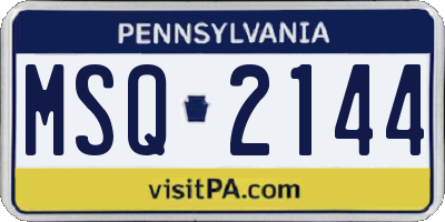 PA license plate MSQ2144