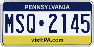 PA license plate MSQ2145