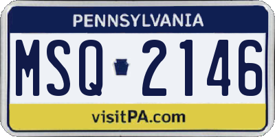PA license plate MSQ2146