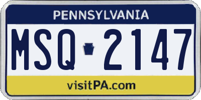 PA license plate MSQ2147