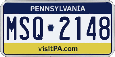 PA license plate MSQ2148