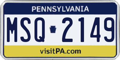 PA license plate MSQ2149
