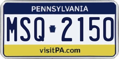 PA license plate MSQ2150