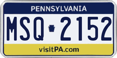 PA license plate MSQ2152