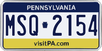 PA license plate MSQ2154
