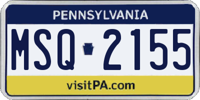 PA license plate MSQ2155