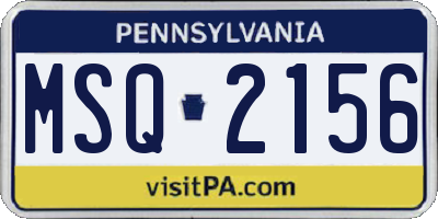 PA license plate MSQ2156