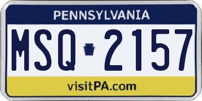 PA license plate MSQ2157