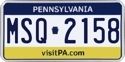 PA license plate MSQ2158