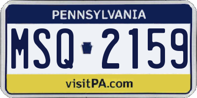 PA license plate MSQ2159