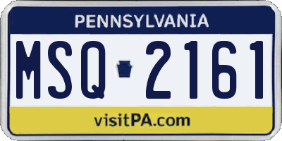 PA license plate MSQ2161
